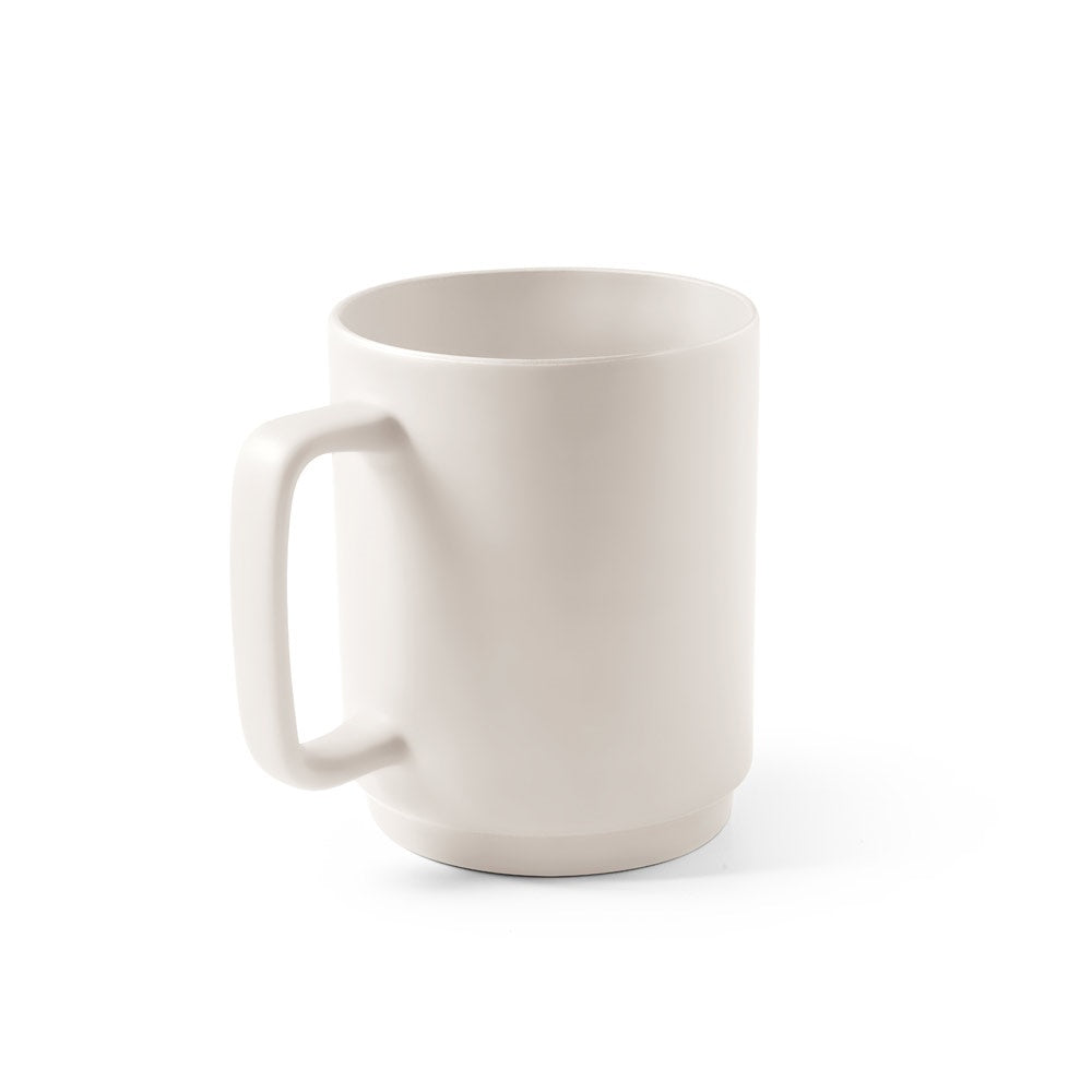 MIGHTY promotional mug in pastel white with custom logo branding