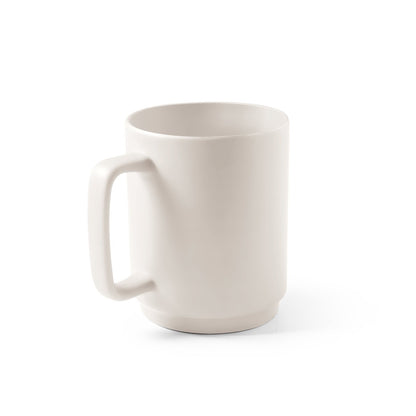 MIGHTY promotional mug in pastel white with custom logo branding