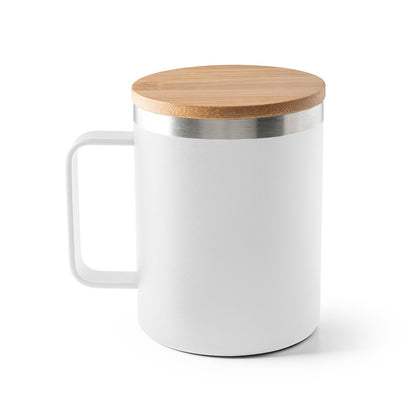 LAUDA promotional mug in white (detail view) with custom logo branding