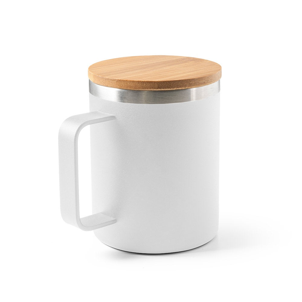 LAUDA promotional mug in white with custom logo branding