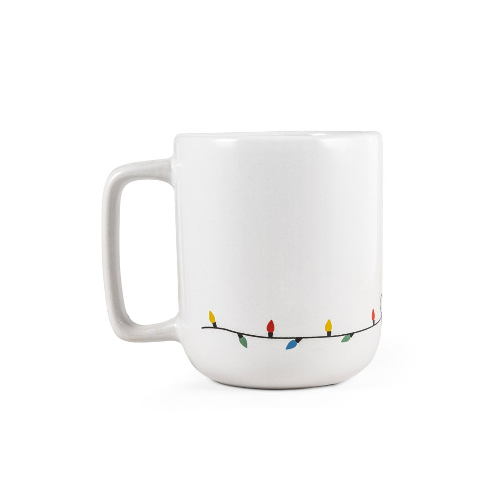 REINDEER promotional mug in white (detail view) with custom logo branding