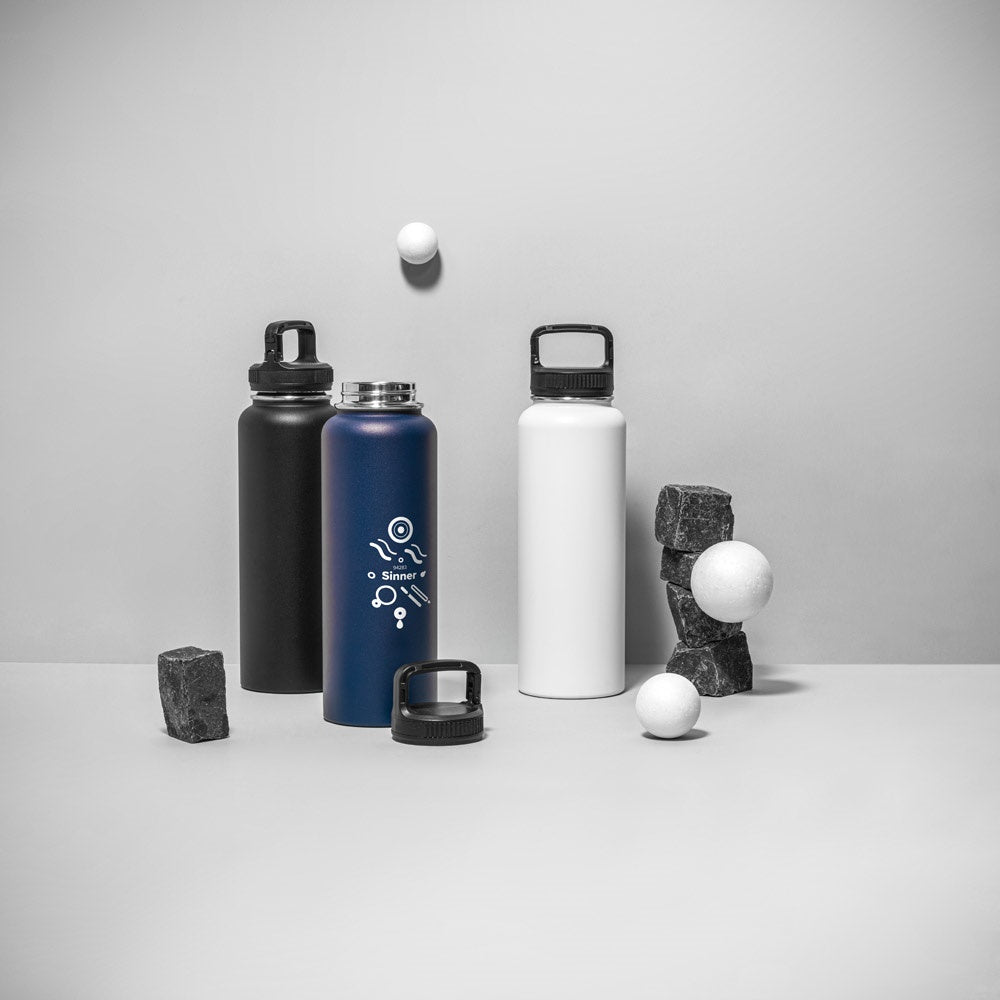 SINNER promotional bottle with custom logo branding