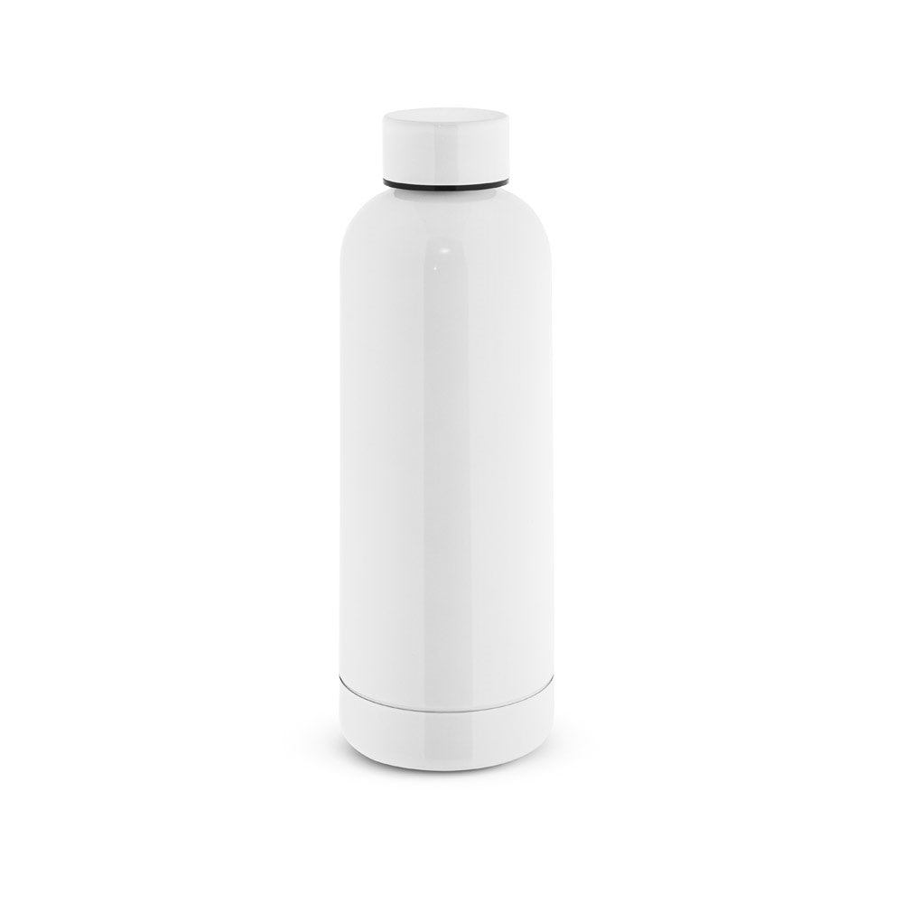 ODIN METTALIC promotional bottle in white with custom logo branding