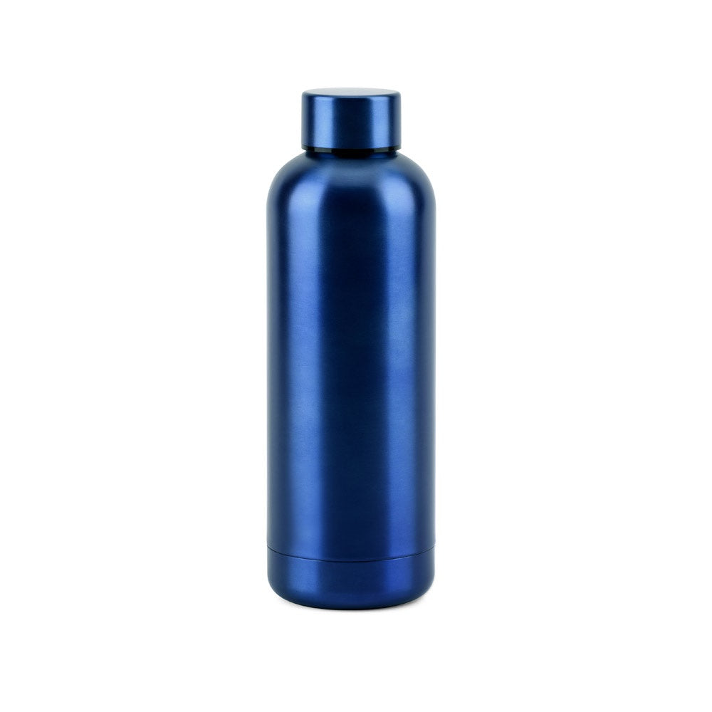 ODIN METTALIC promotional bottle in navy blue with custom logo branding
