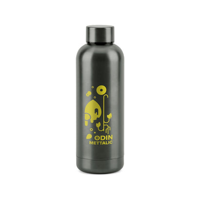 ODIN METTALIC promotional bottle in gun metal with custom logo branding