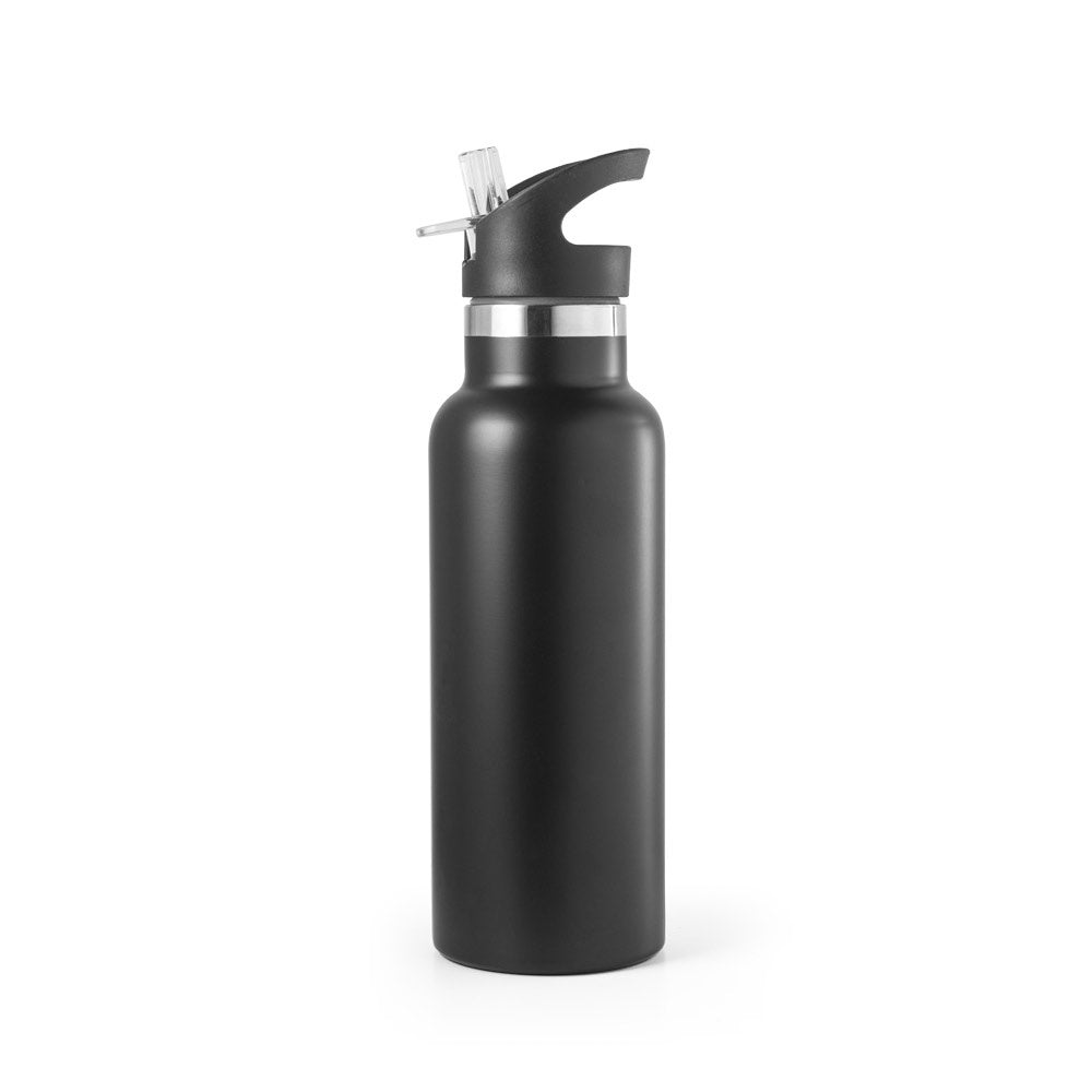 NORTON promotional bottle in black (detail view) with custom logo branding