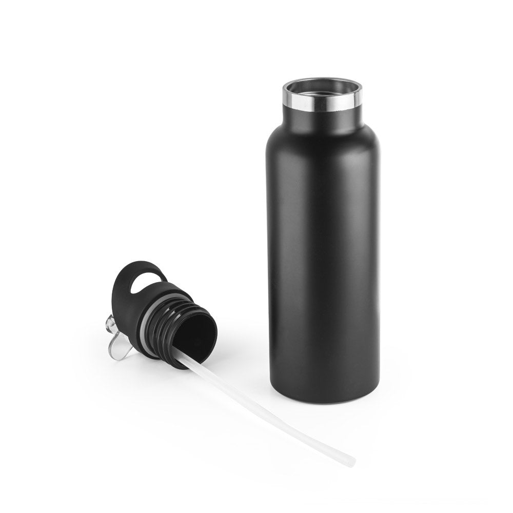 NORTON promotional bottle in black (detail view) with custom logo branding
