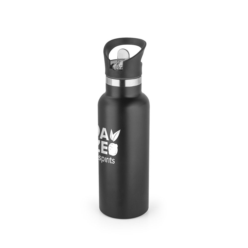 NORTON promotional bottle in black with custom logo branding