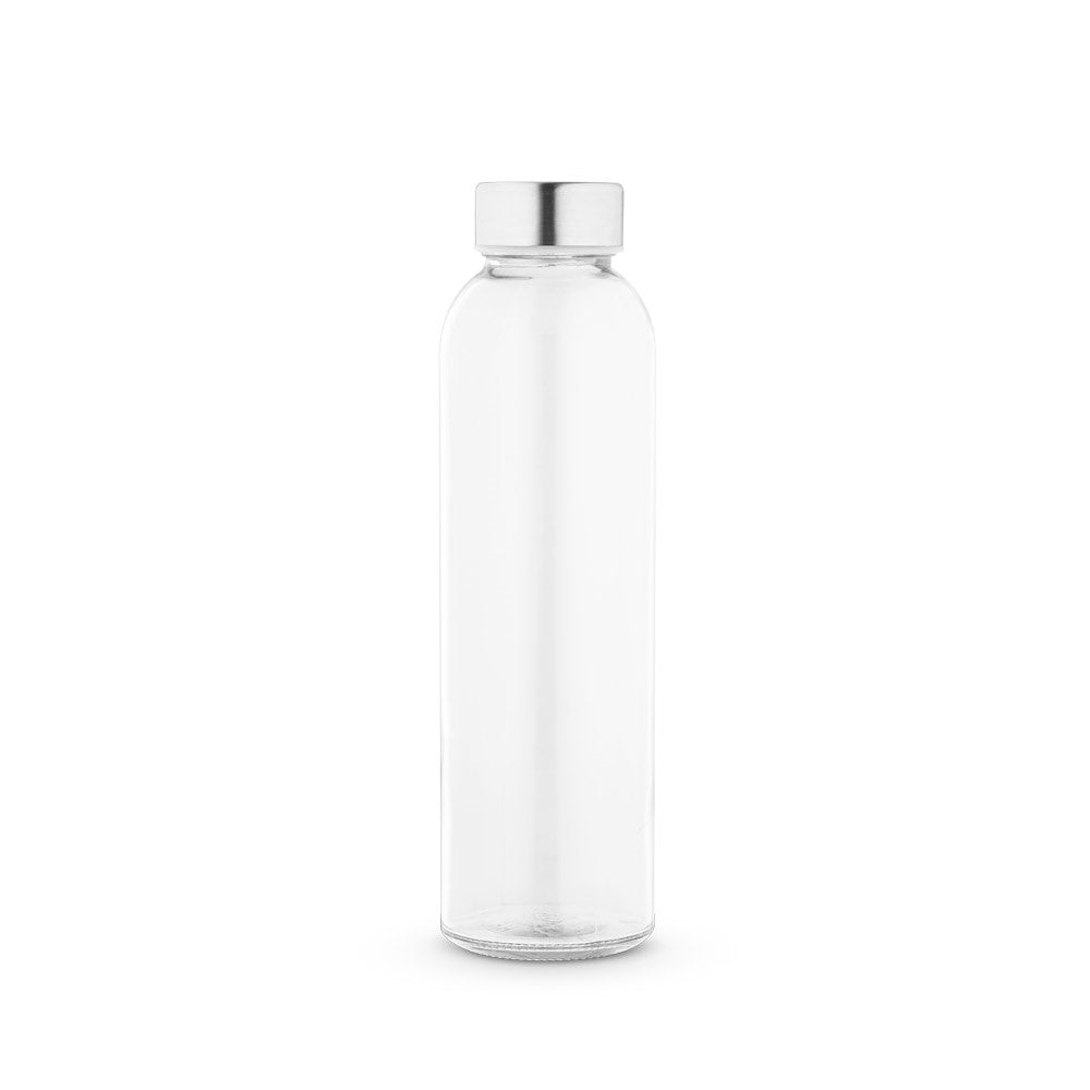 SOLER promotional bottle in transparent (detail view) with custom logo branding