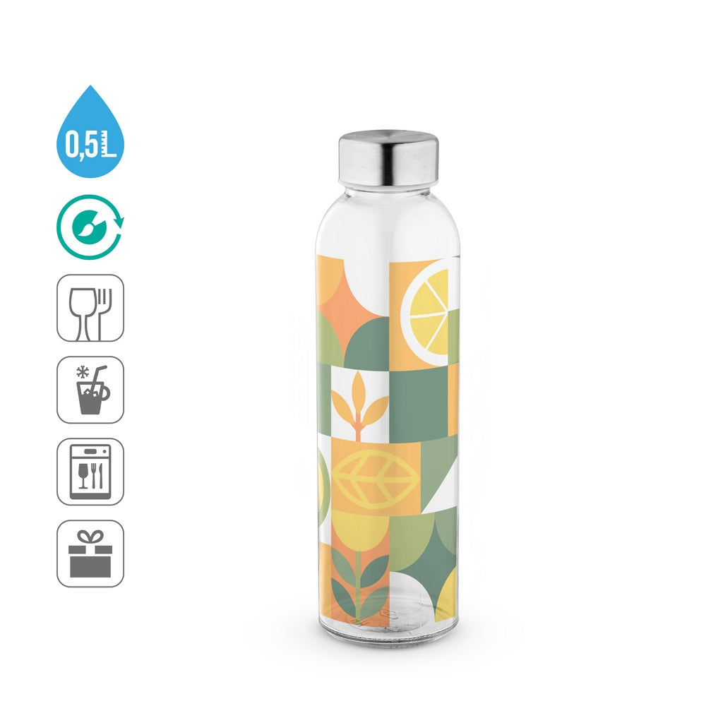 SOLER promotional bottle (complete set view) with custom logo branding