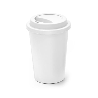 TONALI 450 promotional travel cup in white with custom logo branding