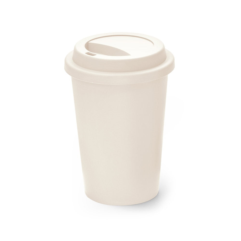TONALI 450 promotional travel cup in pastel white with custom logo branding