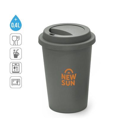 TONALI 450 promotional travel cup (complete set view) with custom logo branding