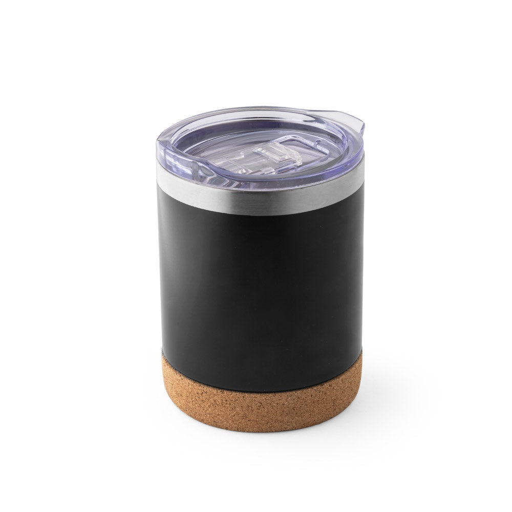 SOLBERG TUMBLER promotional travel cup in black with custom logo branding