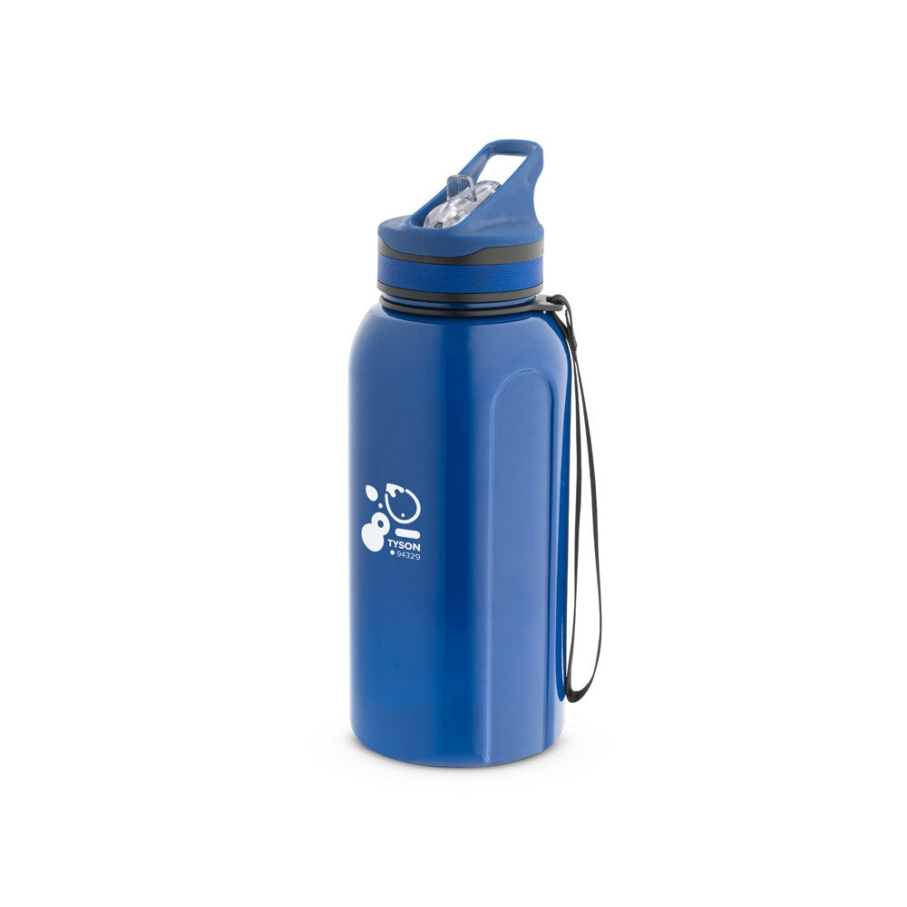 TYSON promotional bottle in blue with custom logo branding