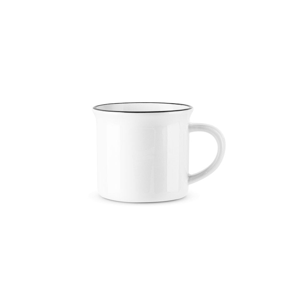 SELDEN promotional mug in white (detail view) with custom logo branding