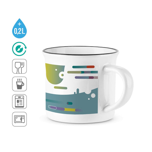 SELDEN promotional mug (complete set view) with custom logo branding