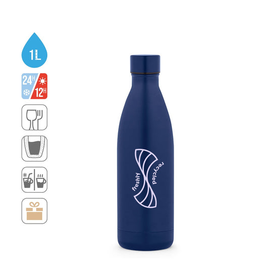 RE-BUFFON XL promotional thermal bottle (complete set view) with custom logo branding