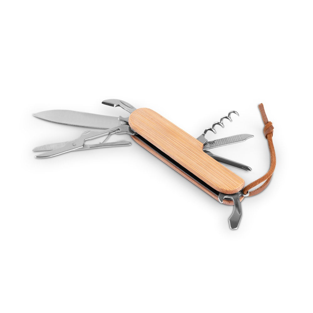 RYKER promotional multi-tool in natural (detail view) with custom logo branding