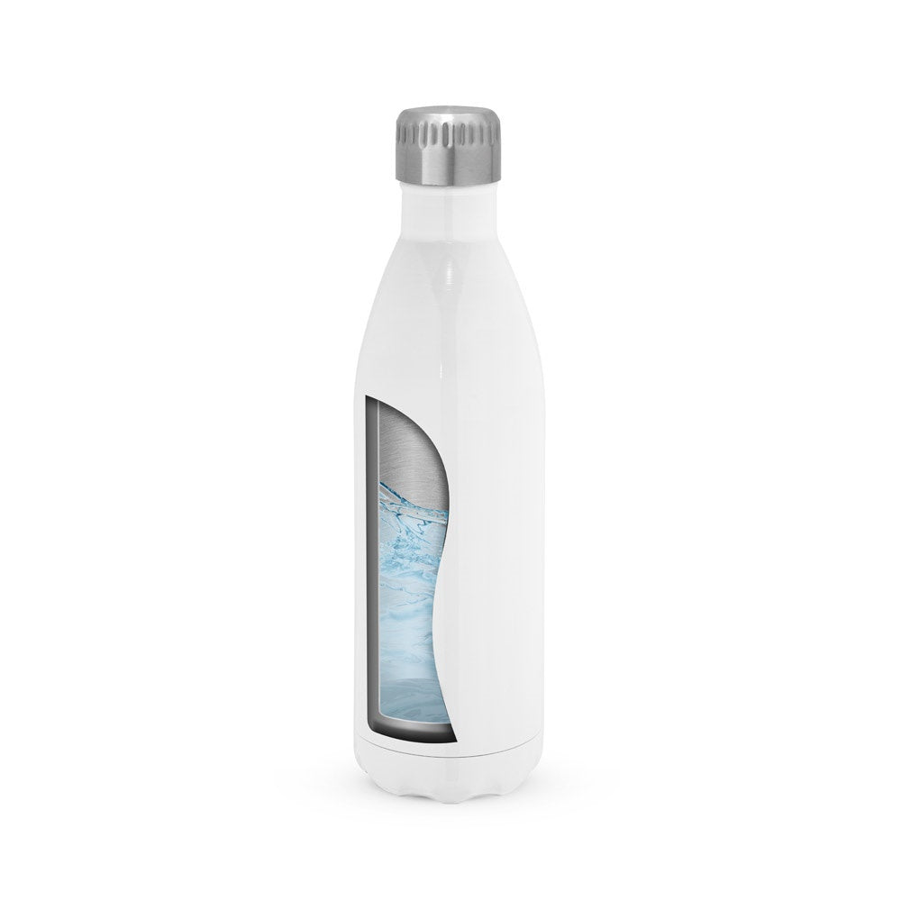 AMORTI XL promotional bottle in white (detail view) with custom logo branding