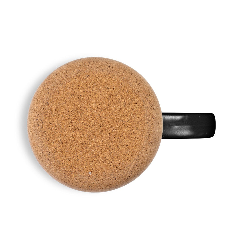 CONSTELLATION CORK promotional mug in black (detail view) with custom logo branding