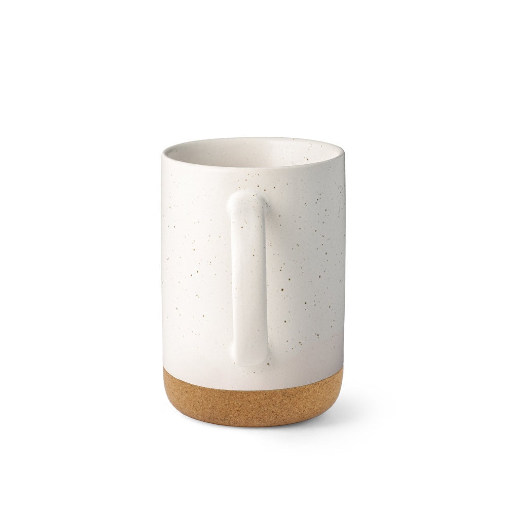 CONSTELLATION CORK promotional mug in pastel white (detail view) with custom logo branding