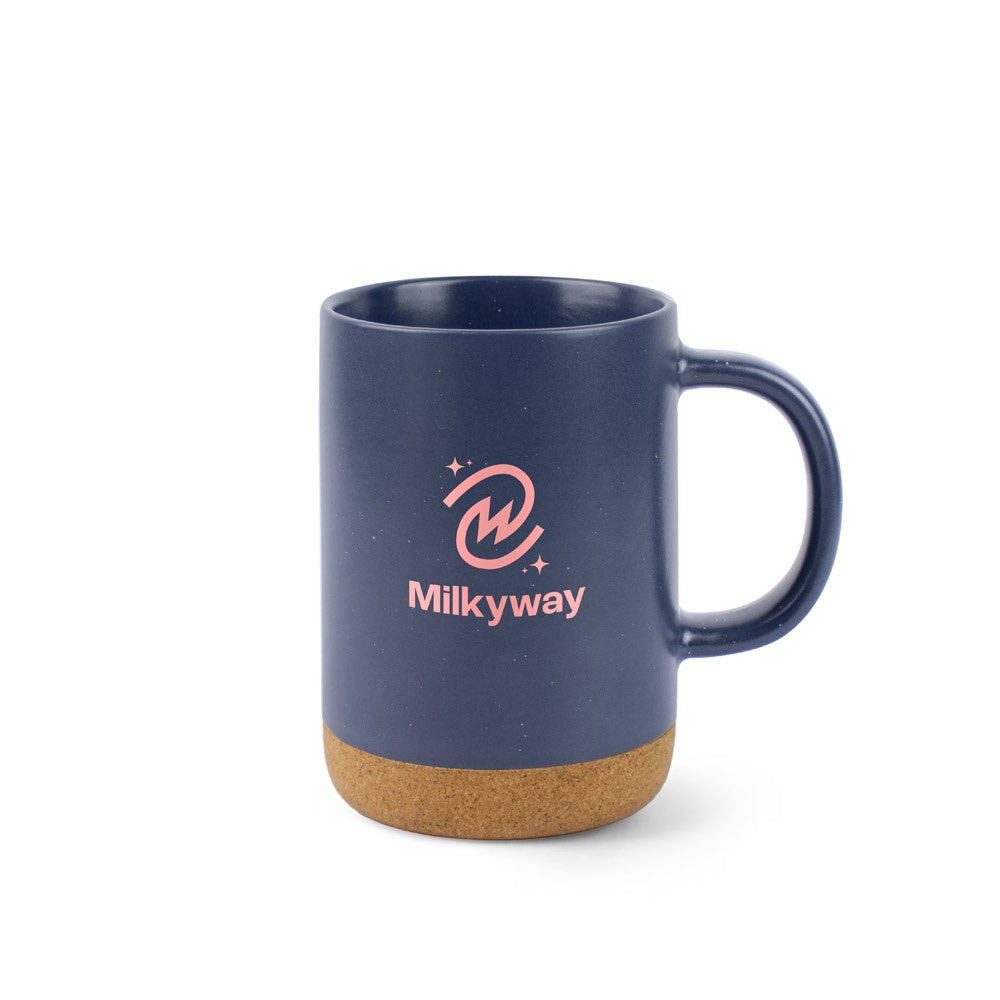 CONSTELLATION CORK promotional mug in navy blue with custom logo branding