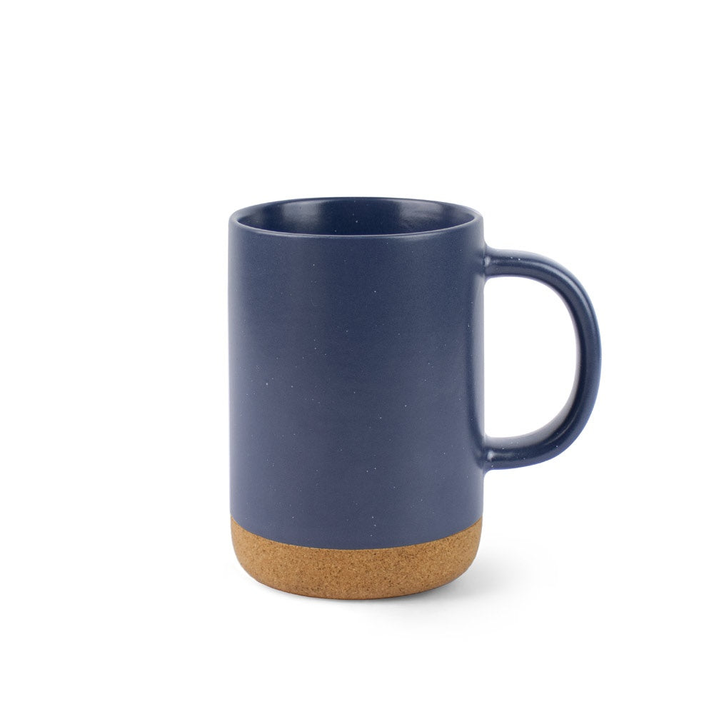 CONSTELLATION CORK promotional mug in navy blue (detail view) with custom logo branding