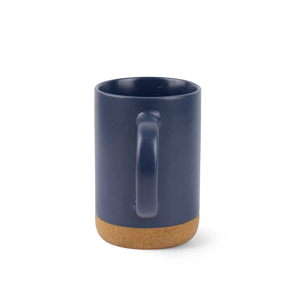 CONSTELLATION CORK promotional mug in navy blue (detail view) with custom logo branding
