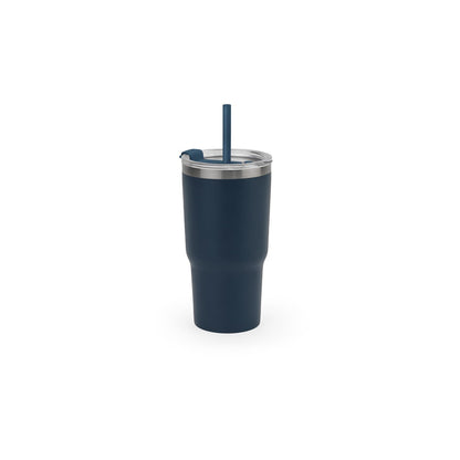 JOYNER M promotional travel cup in navy blue with custom logo branding