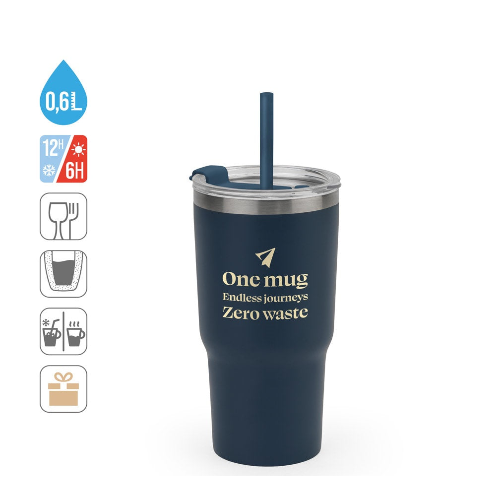 JOYNER M promotional travel cup (complete set view) with custom logo branding