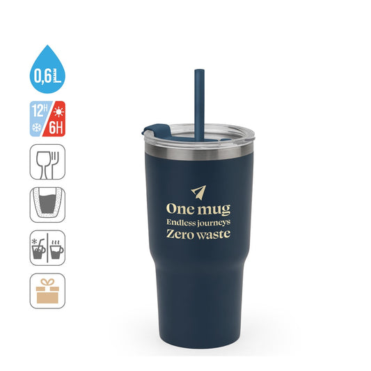 JOYNER M promotional travel cup (complete set view) with custom logo branding
