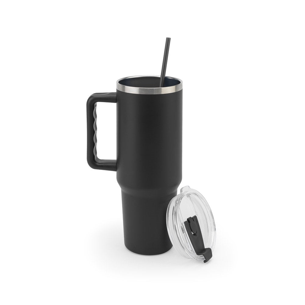 JOYNER XL promotional travel cup in black with custom logo branding