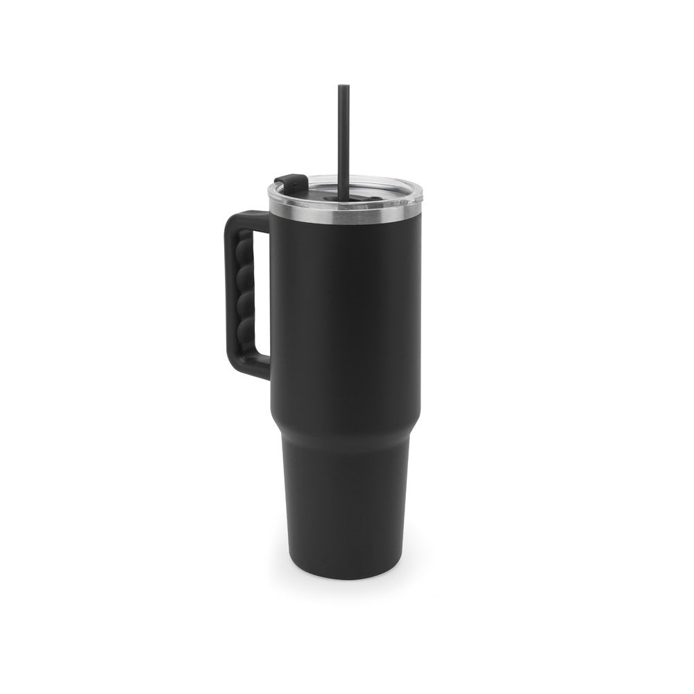 JOYNER XL promotional travel cup in black with custom logo branding