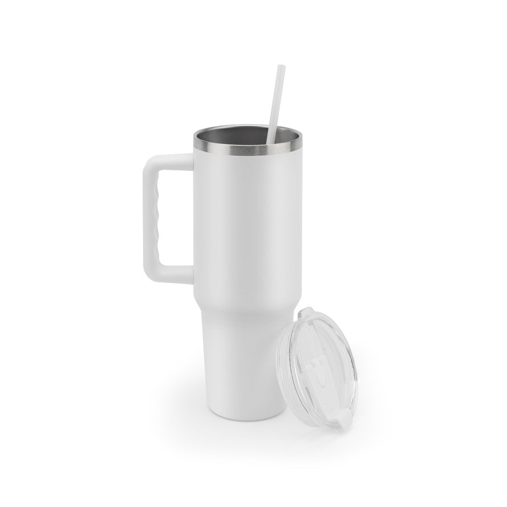 JOYNER XL promotional travel cup in white with custom logo branding