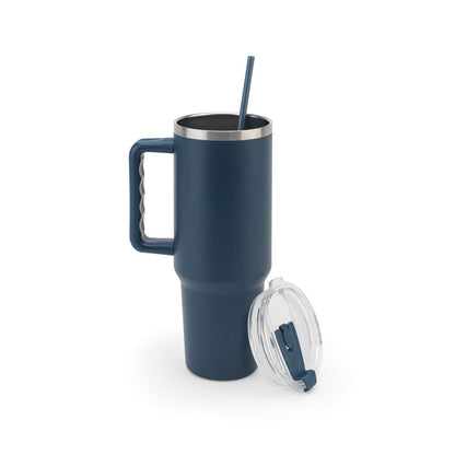 JOYNER XL promotional travel cup in navy blue with custom logo branding