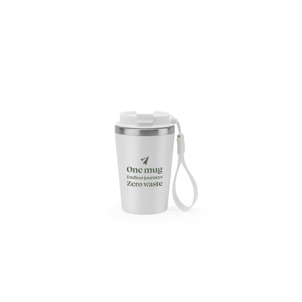 SPITZ promotional travel cup in white with custom logo branding