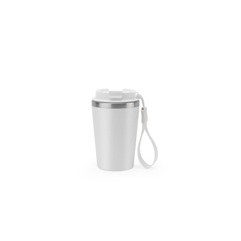 SPITZ promotional travel cup in white with custom logo branding