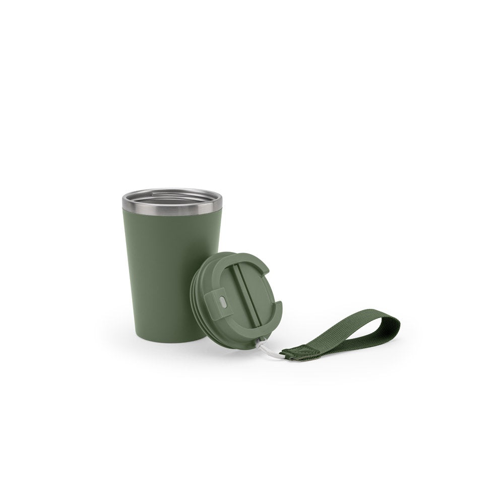 SPITZ promotional travel cup in army green with custom logo branding