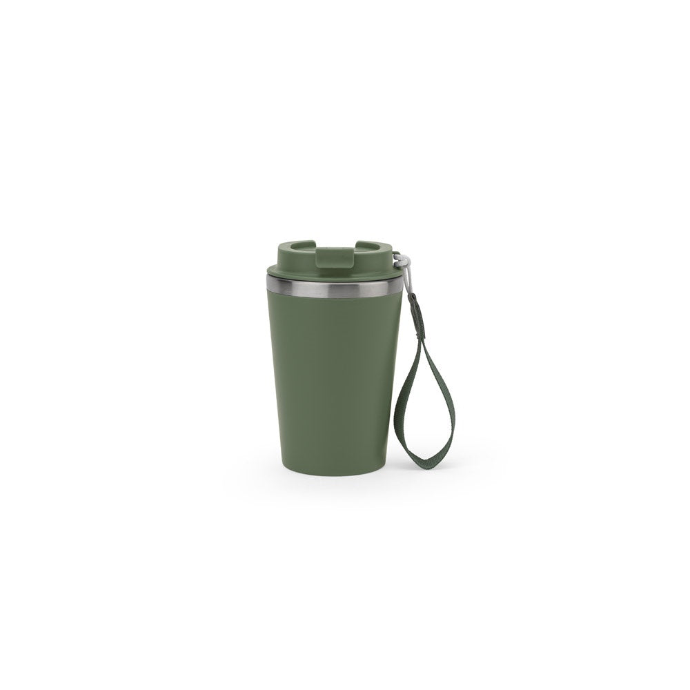 SPITZ promotional travel cup in army green with custom logo branding