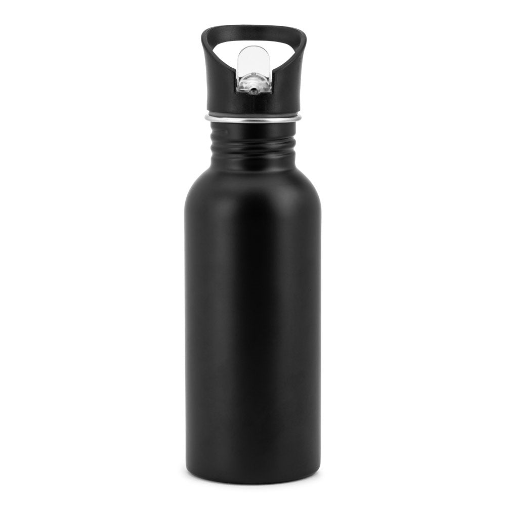 EDBERG promotional bottle in black (detail view) with custom logo branding