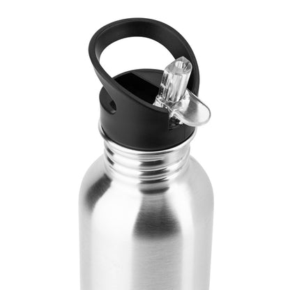 EDBERG promotional bottle in satin silver (detail view) with custom logo branding