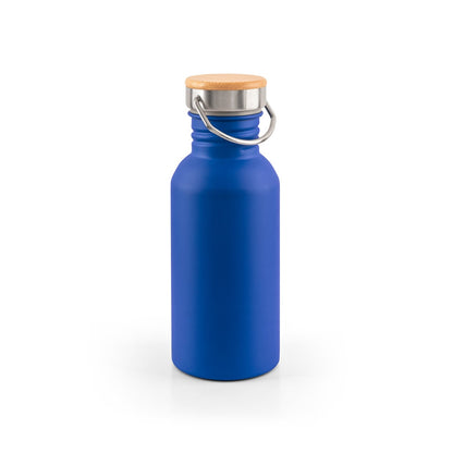 EWING promotional bottle in blue with custom logo branding