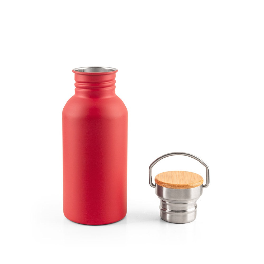 EWING promotional bottle in red (detail view) with custom logo branding