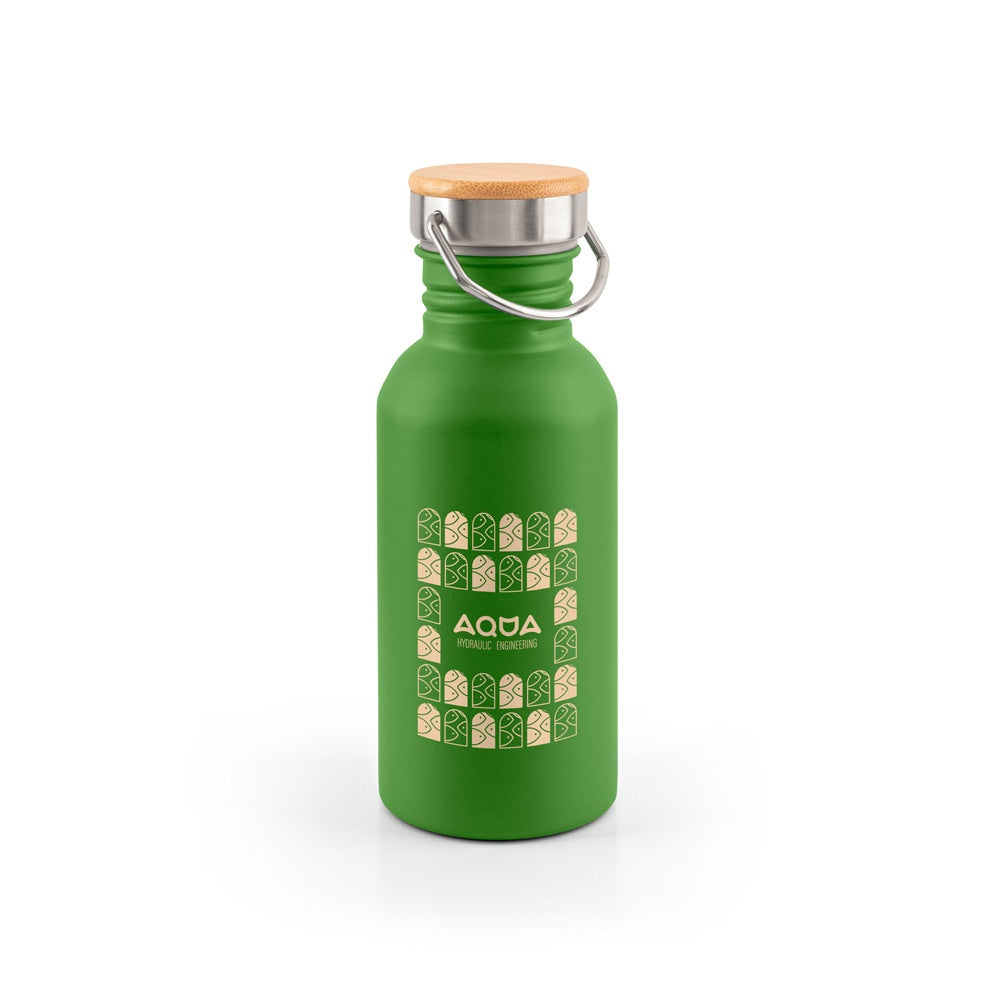 EWING promotional bottle in green with custom logo branding