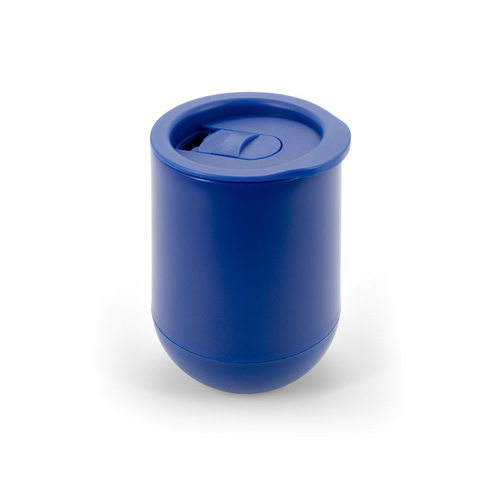 ADLINGTON promotional travel cup in blue (detail view) with custom logo branding