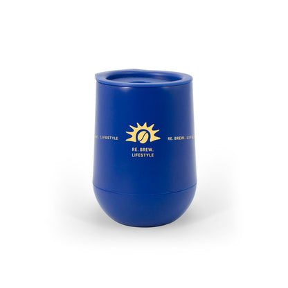 ADLINGTON promotional travel cup in blue with custom logo branding