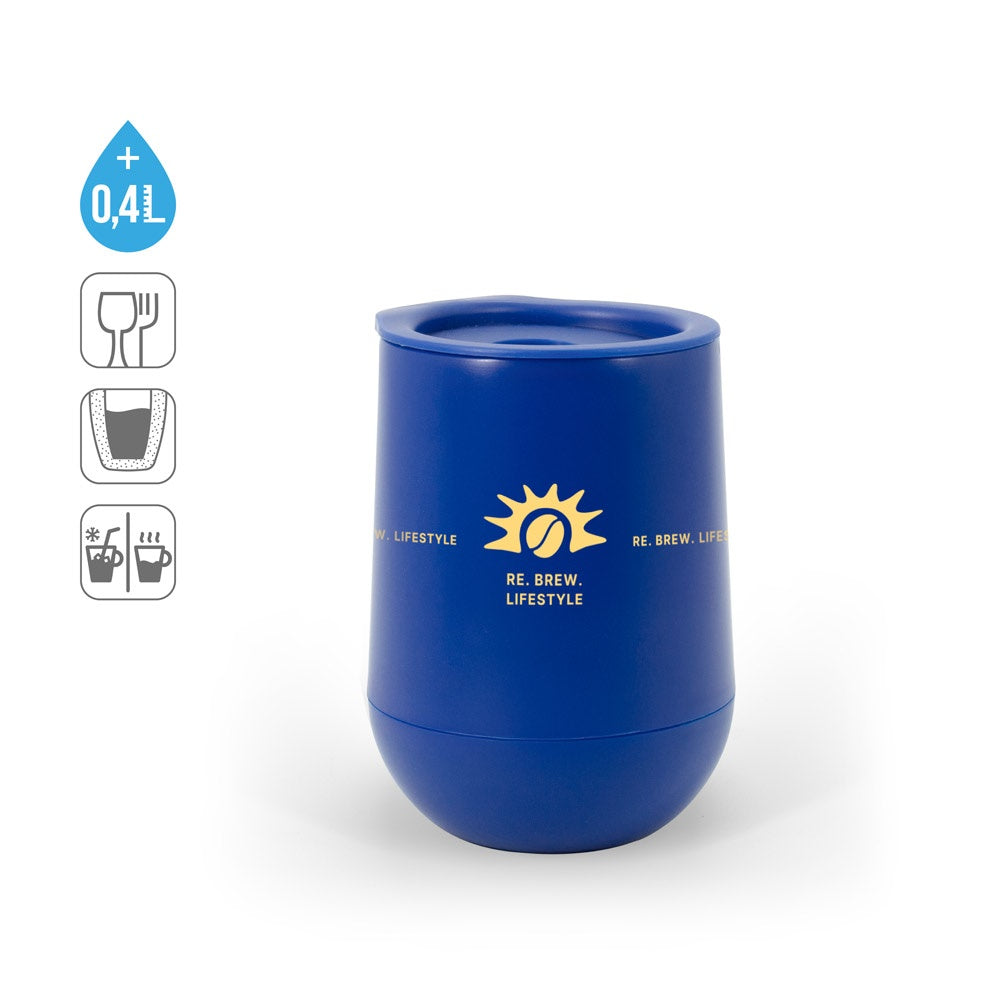 ADLINGTON promotional travel cup (complete set view) with custom logo branding