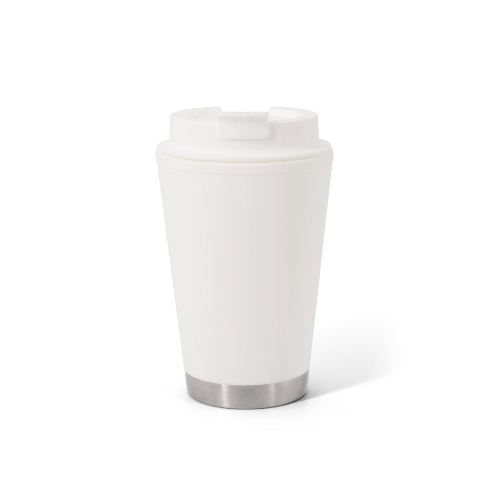 FIGLIOLI promotional travel cup in white with custom logo branding