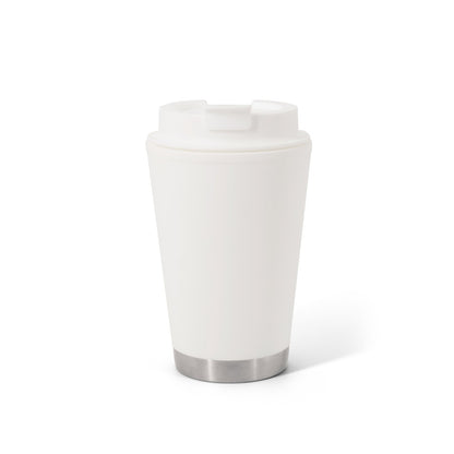 FIGLIOLI promotional travel cup in white with custom logo branding